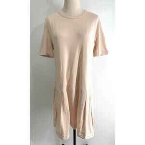 See By Chloe Size‎ 10 100% Cotton Short Sleeve T Shirt Dress Pleated Skirt Pink